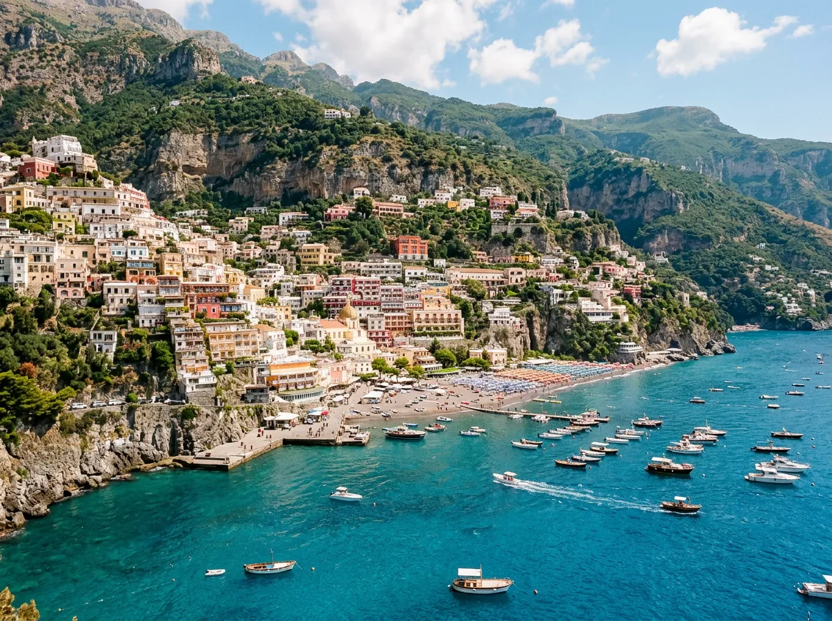 Colorful Mediterranean coastal village and harbor